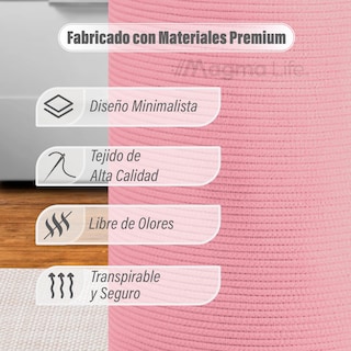 Foto 4 | Foto 4 | Magma Life Cesta De Lavandería De Cuerda De Algodón, Plegable Y Duradera, Con Dos Asas Resistentes (color Rosa Claro)