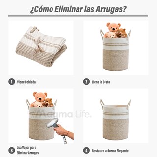Foto 7 | Foto 7 | Magma Life Cesta De Lavandería De Cuerda De Algodón, Plegable Y Duradera, Con Asas Resistentes (blanco Con Beige)