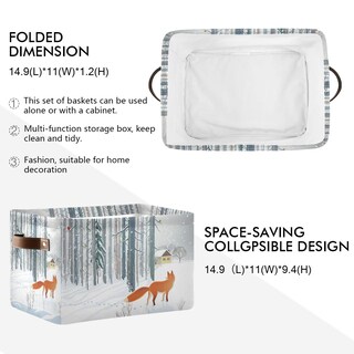 Foto 2 | Foto 2 | Cesta De Almacenamiento Auuxva Winter Forest Wildlife Animal Fox - Venta Internacional.