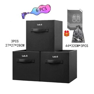 Foto 3 | Foto 3 | Caja De Almacenamiento De Ropa Plegable, Juego De 3 Lab.g Negro