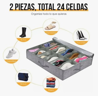 Foto 2 | Foto 2 | Zapatera Plegable Bajo Cama 2pz Organizador 24 Pares Zapatos