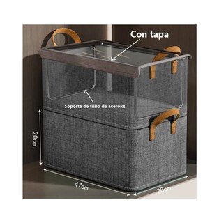 Foto 2 | Foto 2 | Cajas Organizadoras De Tela Con Tapa Y Soporte De Acero 2pcs Eo Safe Imports Esi-20506 Gris