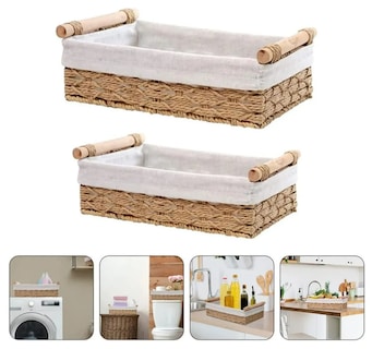 Foto 3 | Foto 3 | Elegantes Canastas De Mimbre Xtellar: Organiza Y Decora Con Estilo (juego De 2)