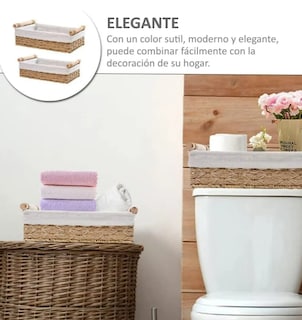 Foto 4 | Foto 4 | Elegantes Canastas De Mimbre Xtellar: Organiza Y Decora Con Estilo (juego De 2)