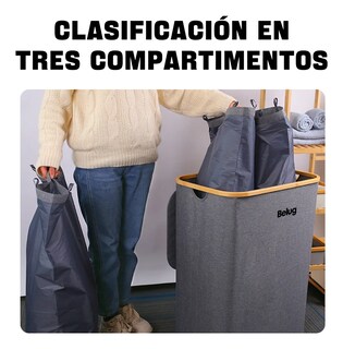 Foto 3 | Foto 3 | Cesta De Ropa Sucia Con 3 Bolsas Y Tapa Grande Plegable 160l