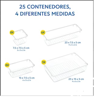 Foto 2 | Foto 2 | Contenedores Organizadores De Plástico Multiusos Kit De 25 Piezas