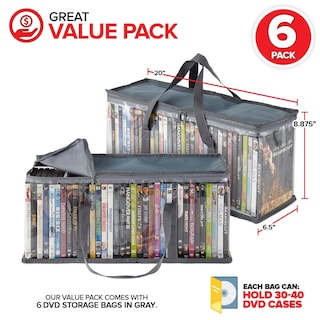 Foto 2 | Foto 2 | Juego De 6 Bolsas De Almacenamiento Para Dvd Stock Your Home De Pvc Gris - Venta Internacional.