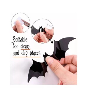 Foto 4 | Foto 4 | Decoración de Murciélago 72 Pegatinas de Pared para Halloween Negro