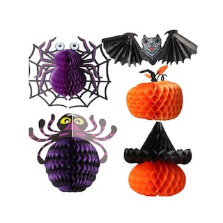Foto 1 | Foto 1 | Halloween Decoraciones Papel Colgante Araña Linterna Juego 5 Morado Naranja