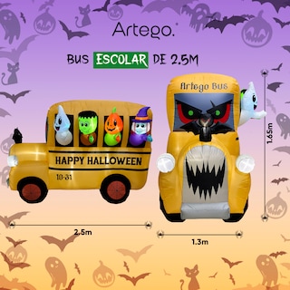 Foto 4 | Foto 4 | Inflable De Halloween Camión Escolar Tenebroso De 2.5m De Ancho Con Multiled Para Exteriores Decoración Día De Muertos Artego