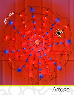 Foto 4 | Foto 4 | Luces De Halloween 96 Leds Forma Telaraña Rojo / Azul Con Temporizador Artego