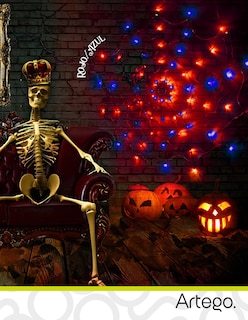 Foto 5 | Foto 5 | Luces De Halloween 96 Leds Forma Telaraña Rojo / Azul Con Temporizador Artego