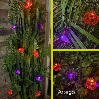 Foto 5 | Foto 5 | Luces Solares 100 Led Calabaza Murciélago Style Halloween Día De Muertos Decoración 8 Modos De Uso Para Exteriores