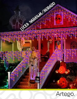 Foto 6 | Foto 6 | Luces Serie De Halloween Tipo Cascada Led 192 5m Cable Transparente Interior/exterior 8 Modos De Uso Con Temporizador