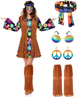 Foto 1 | Foto 1 | Conjunto De Disfraces Satinior Hippie De Los Años 60 Y 70 Para Mujer - Venta Internacional.