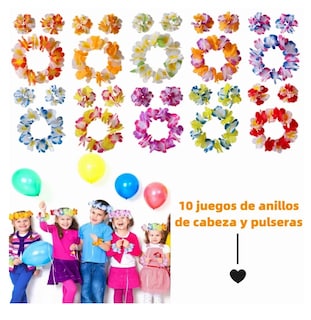 Foto 2 | Foto 2 | Collares + Diademas + Muñequeras Hawaianos Flores Multicolor 40 Piezas