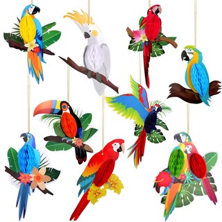 Foto 1 | Foto 1 | Decoraciones Colgantes Para Fiestas Con Pájaros Tropicales Spakon, Juego De 9 - Venta Internacional.