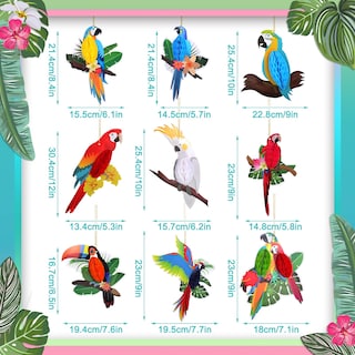 Foto 3 | Foto 3 | Decoraciones Colgantes Para Fiestas Con Pájaros Tropicales Spakon, Juego De 9 - Venta Internacional.