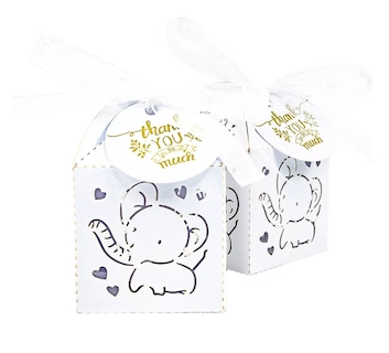 Foto 1 | Foto 1 | Cajita De Cartón Dulceros Para Boda O Bautizo Elefante 50 Pcs, Blanco