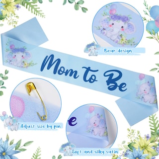 Foto 5 | Foto 5 | Set De Fajas Para Baby Shower Con Diseño De Elefante Grueso Para Mamá Y Papá - Venta Internacional.