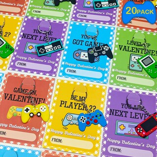 Foto 1 | Foto 1 | Llavero De Videojuegos Con Tarjetas De San Valentín Para Niños Y Escuelas, Paquete De 20 - Venta Internacional.