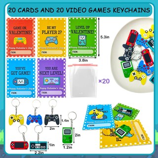 Foto 2 | Foto 2 | Llavero De Videojuegos Con Tarjetas De San Valentín Para Niños Y Escuelas, Paquete De 20 - Venta Internacional.