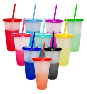 Foto 1 | Foto 1 | Vasos Mágicos Que Cambia De Color Con Tapa 710 Ml 10 Piezas
