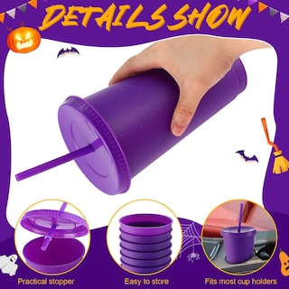 Foto 2 | Foto 2 | Vaso Honeydak 60 Unidades con Pajita y Tapa 700-800 Ml Morado - Venta Internacional
