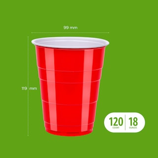 Foto 4 | Foto 4 | Vasos Desechables de Plástico para Fiestas Amazon Basics 530 ml Rojo 120 piezas - Venta Internacional