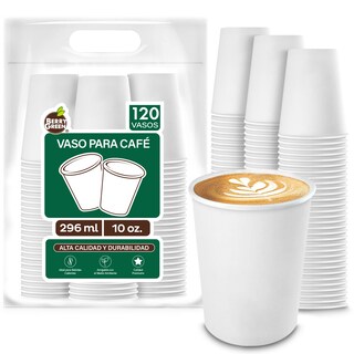 Foto 1 | Foto 1 | Berry Green Vasos Blancos Para Café, Paquete De 120, Biodegradables, 10 Onzas