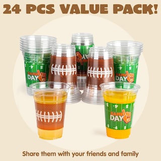 Foto 2 | Foto 2 | Vasos De Plástico Joyin Football, 16 Onzas, Desechables, 24 Unidades, Color Verde Y Marrón - Venta Internacional.