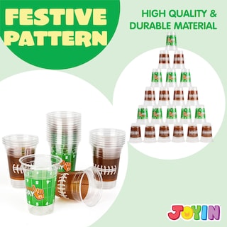 Foto 5 | Foto 5 | Vasos De Plástico Joyin Football, 16 Onzas, Desechables, 24 Unidades, Color Verde Y Marrón - Venta Internacional.