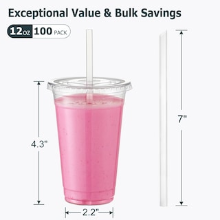 Foto 2 | Foto 2 | Vasos De Plástico Aozita De 12 Oz (100 Juegos) Con Tapas Y Pajitas Para Bebidas - Venta Internacional.