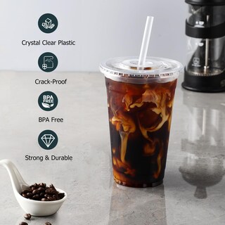 Foto 3 | Foto 3 | Vasos De Plástico Aozita De 12 Oz (100 Juegos) Con Tapas Y Pajitas Para Bebidas - Venta Internacional.
