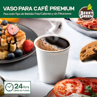 Foto 4 | Foto 4 | Berry Green Paquete 50 Vasos Café 10 Oz Con Tapa Y Manga Protectora Resistentes Biodegradables Para Bebidas Calientes