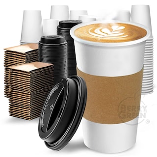 Foto 4 | Foto 4 | Berry Green Paquete 50 Vasos Café 20 Oz Con Tapa Y Manga Protectora Resistentes Biodegradables Para Bebidas Calientes