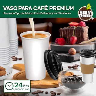 Foto 6 | Foto 6 | Berry Green Paquete 50 Vasos Café 20 Oz Con Tapa Y Manga Protectora Resistentes Biodegradables Para Bebidas Calientes