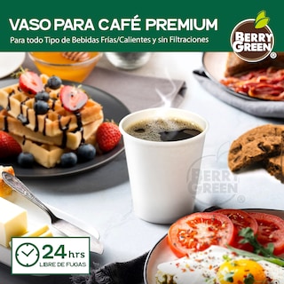 Foto 4 | Foto 4 | Berry Green Paquete 50 Vasos Café 8 Oz Con Tapa Y Manga Protectora Resistentes Biodegradables Para Bebidas Calientes