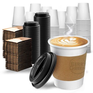 Foto 6 | Foto 6 | Berry Green Paquete 50 Vasos Café 8 Oz Con Tapa Y Manga Protectora Resistentes Biodegradables Para Bebidas Calientes