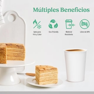Foto 7 | Foto 7 | Berry Green 50 Vasos Para Café 12 Oz (355 Ml) Con Tapa Y Manga Resistentes Antiderrames Y Biodegradables