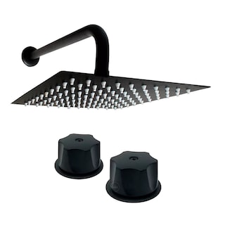 Foto 1 | Foto 1 | Regadera Cuadrada 20cm Negra Con Tubo 50cm Y Manerales Negro