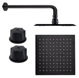 Regadera Cuadrada Negra 20cm con Tubo de 50cm y Manerales en Negro