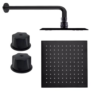 Foto 1 | Foto 1 | Regadera Cuadrada 20cm con Tubo de 50cm y Manerales Color Negro