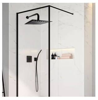 Foto 5 | Foto 5 | Regadera Cuadrada 20cm con Tubo de 50cm y Manerales Color Negro