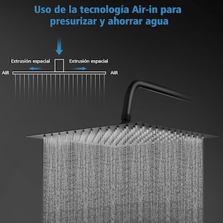 Foto 5 | Foto 5 | Regadera Cuadrada Xl 16 Pulgadas, Incl. Monomando Y Resumidero, Negro Mate, Acero Inox, Zinc, Latón
