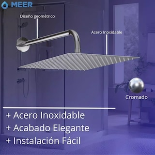 Foto 5 | Foto 5 | Kit Completo De Regadera, Regadera Cuadrada De 16 Pulgadas (40.64 Cm X 40.64 Cm), Brazo De 40 Cm, Mezcladora Monomando Y Resumid