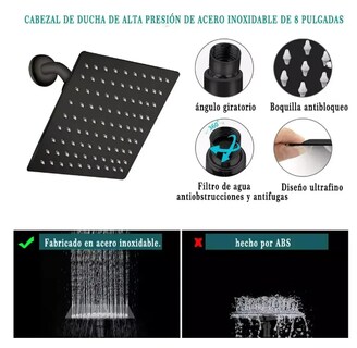 Foto 4 | Foto 4 | Bañera De Lujo Xtellar: Regadera Monomando De 20cm, Cuadrada Y Estilo Lluvia En Acero Inoxidable Negro