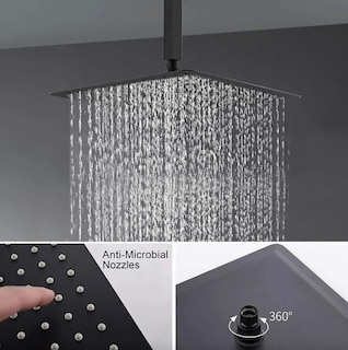Foto 4 | Foto 4 | Regadera Cuadrada 20cm Negra Acero Inox Con Tubo 40cm Color Negro