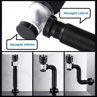 Foto 4 | Foto 4 | Kit De Desagüe Flexible Para Lavabo De Baño Eo Safe Imports Esi-20290 Negro
