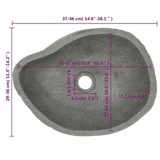 Foto 3 | Foto 3 | Lavabo De Mano Vidaxl Oval River Stone 37-46x29-36 - Venta Internacional.